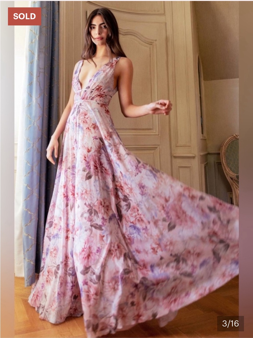 Jenny Yoo Collection Essex Gown Maxi Dress English Garden Whipped Apricot Print